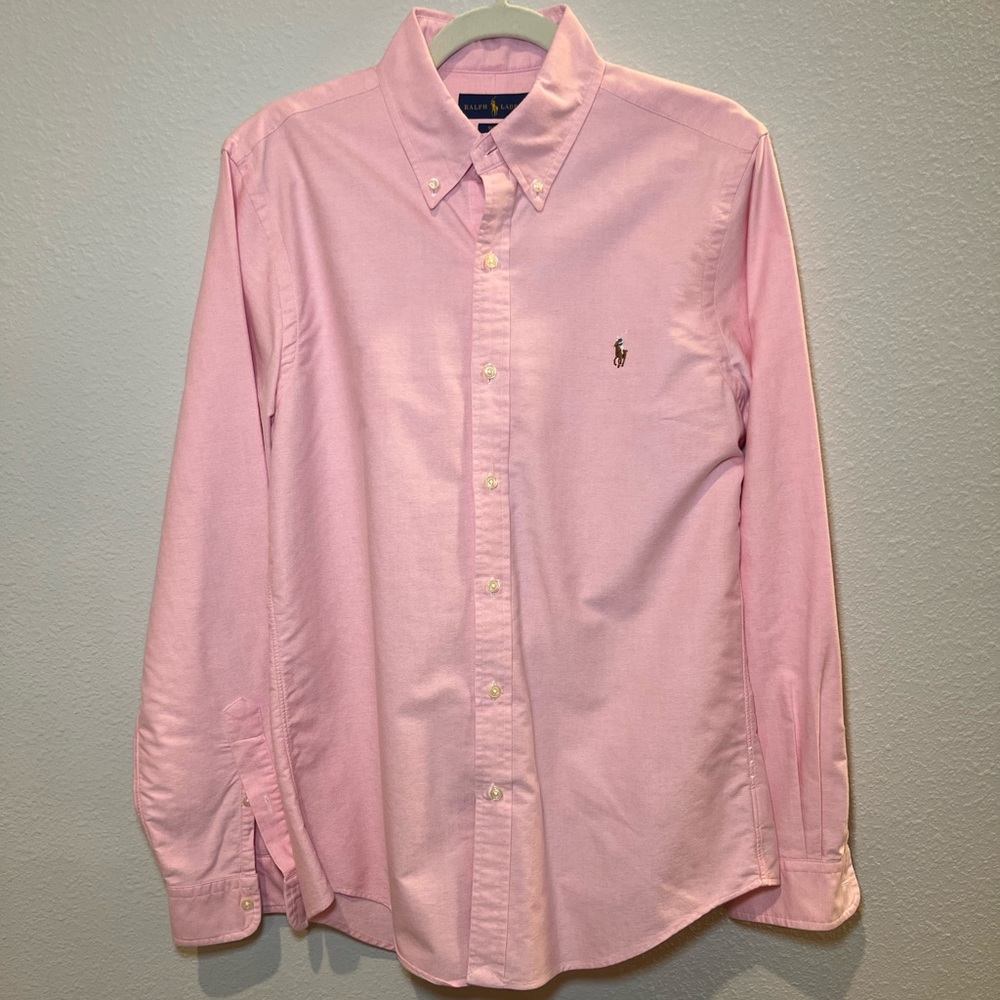Polo Ralph Lauren Slim Fit Stretch Oxford Pink Shirt Size M - Picture 13 of 14
